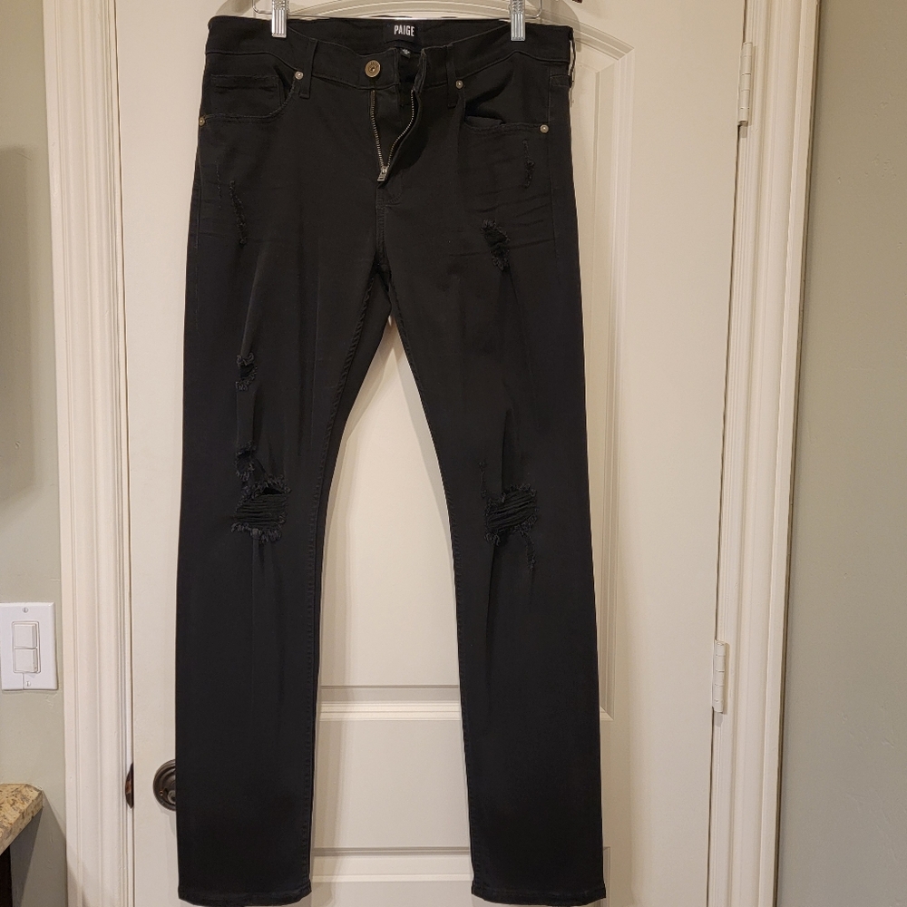 Paige Croft Skinny distressed black jeans